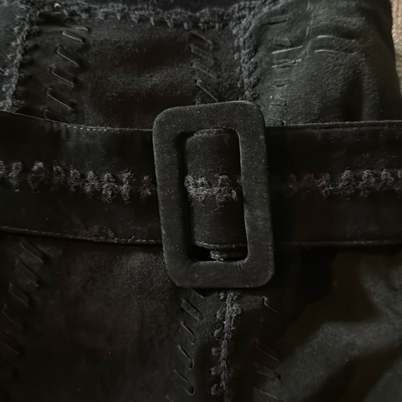 Margaret Godfrey Black Suede Belted Patchwork A Line Skirt - Picture 10 of 11